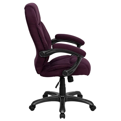 High Back Grape Microfiber Contemporary Executive Swivel Chair With Arms
