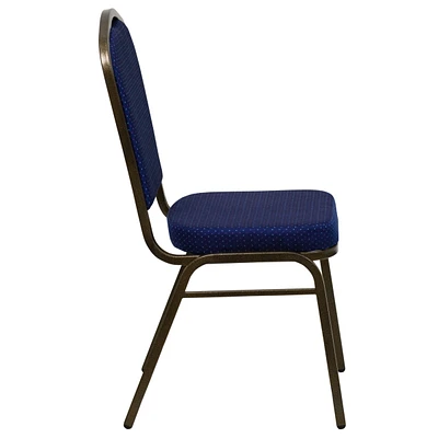 Hercules Series Crown Back Stacking Banquet Chair In Navy Blue Patterned Fabric