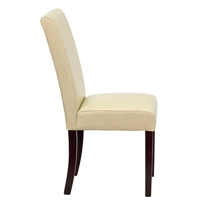 Ivory Leather Parsons Chair