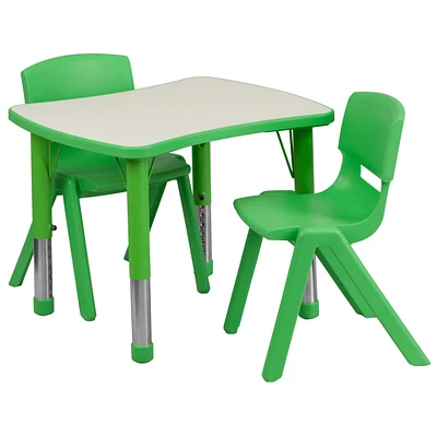 21.875''W X 26.625''L Rectangular Plastic Height Adjustable Activity Table Set With Chairs
