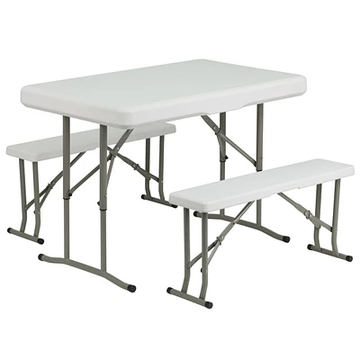 Plastic Folding Table And Bench Set