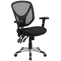 Mid-Back Black Mesh Multifunction Swivel Task Chair With Adjustable Arms