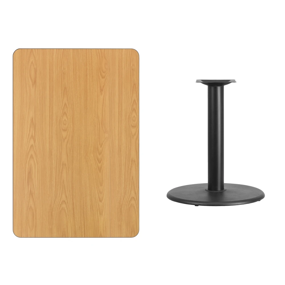 30'' X 45'' Rectangular Natural Laminate Table Top With 24'' Round Table Height Base