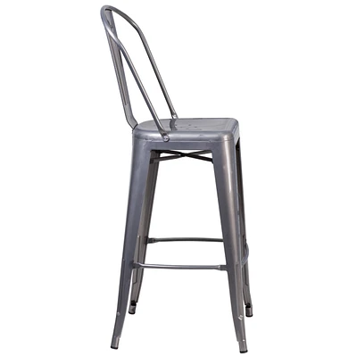 30'' High Clear Coated Indoor Barstool With Back