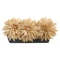 Nearly Natural Dahlia Artificial Arrangement in Black Planter