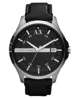 A|X Armani Exchange Watch, Men's Black Leather Strap 46mm AX2101