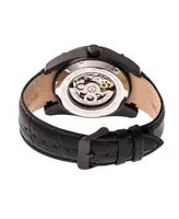 Heritor Automatic Daniels Black Leather Watches 43mm
