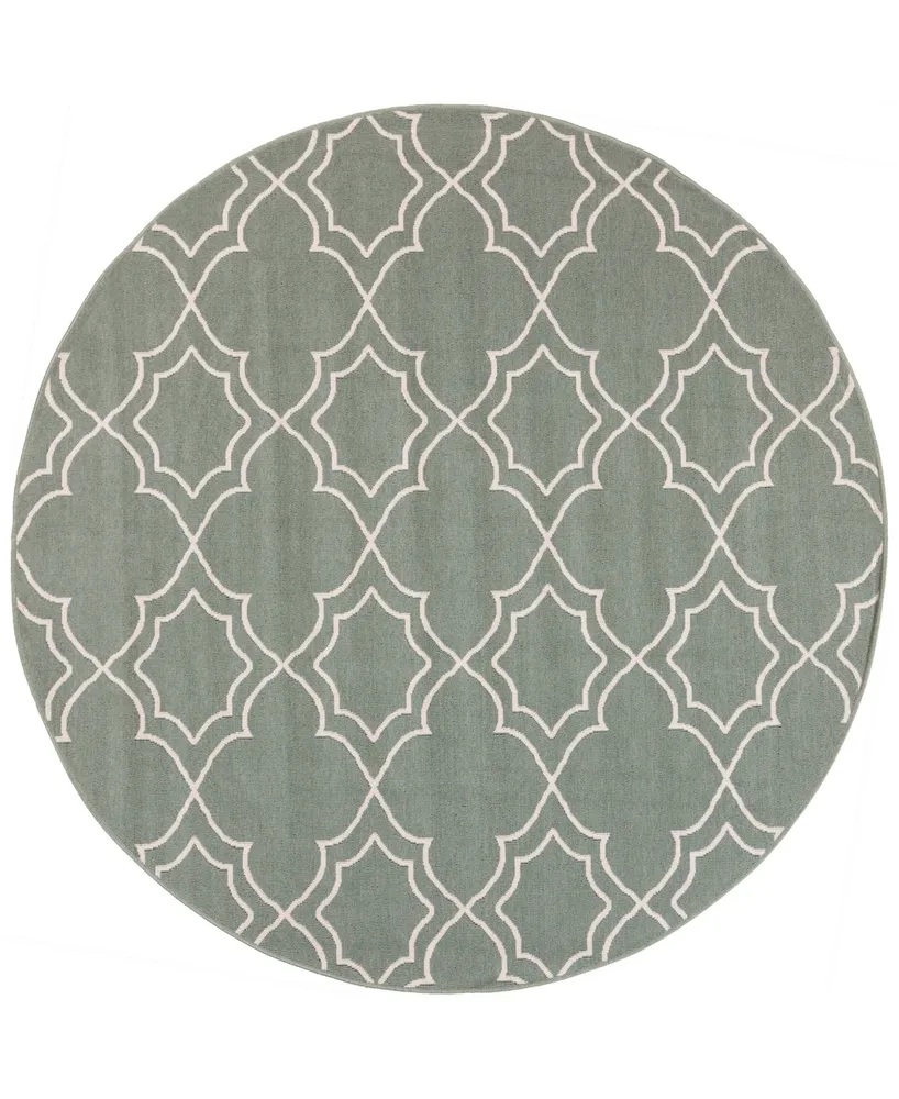 Closeout! Surya Alfresco Alf-9589 Sage 5'3" Round Area Rug, Indoor/Outdoor