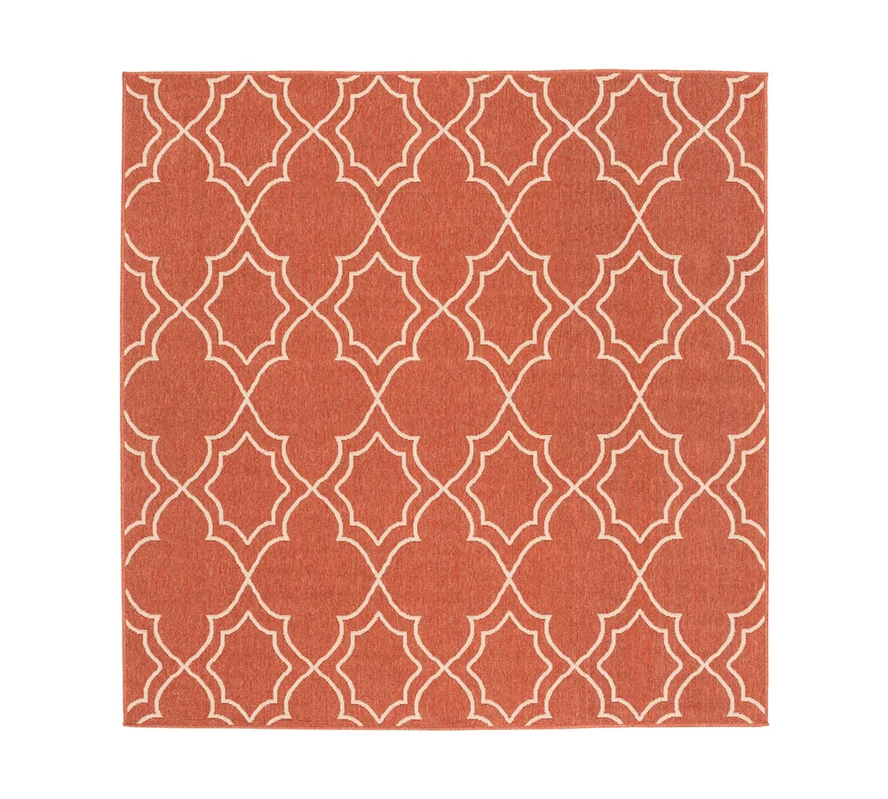 Closeout! Surya Alfresco Alf-9591 Rust 7'3" Square Area Rug, Indoor/Outdoor