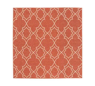 Closeout! Surya Alfresco Alf-9591 Rust 7'3" Square Area Rug, Indoor/Outdoor