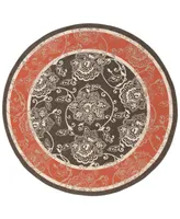 Livabliss Alfresco Alf-9592 Black/Rust 5'3" Round Area Rug, Indoor/Outdoor