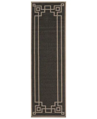 Livabliss Alfresco Alf-9630 Black 2'3" x 11'9" Runner Area Rug, Indoor/Outdoor