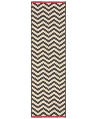 Closeout! Livabliss Alfresco Alf-9646 Black 2'3" x 11'9" Runner Area Rug, Indoor/Outdoor