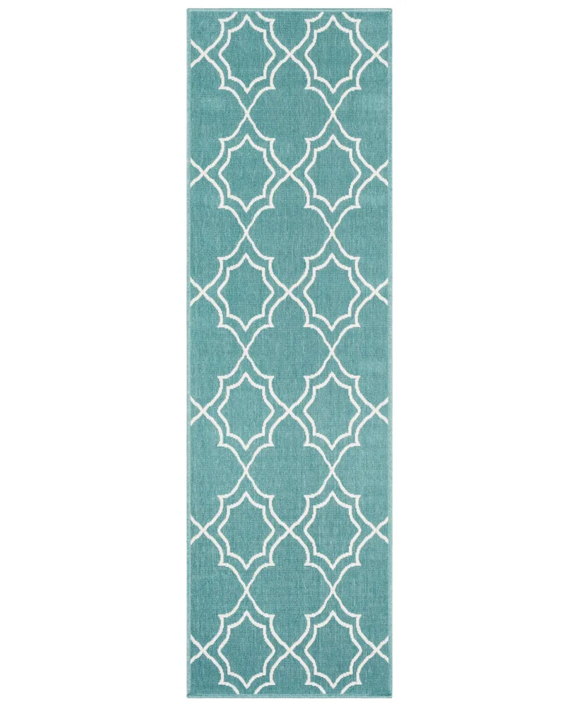 Livabliss Alfresco Alf-9653 Teal 2'3" x 11'9" Runner Area Rug, Indoor/Outdoor