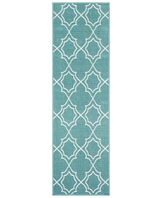 Livabliss Alfresco Alf-9653 Teal 2'3" x 11'9" Runner Area Rug, Indoor/Outdoor