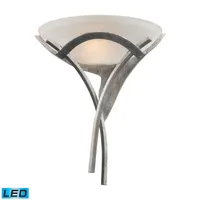 Aurora 1-Light Sconce in Tarnished Silver with White Faux-Alabaster Glass