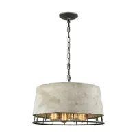 Brocca 4 Light Chandelier in Silverdust Iron with Concrete Shade