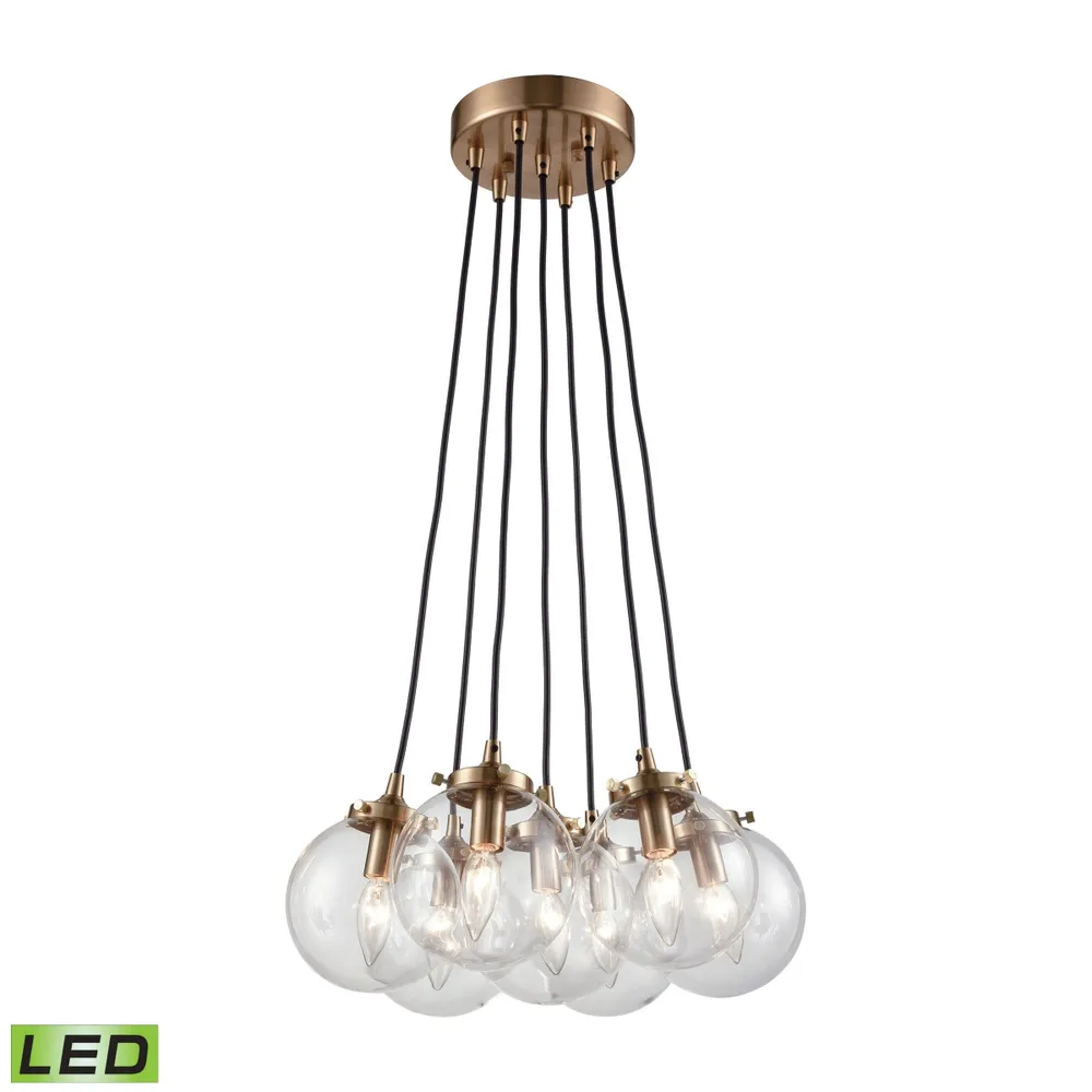 Boudreaux 7 Light Chandelier in Satin Brass with Clear Glass