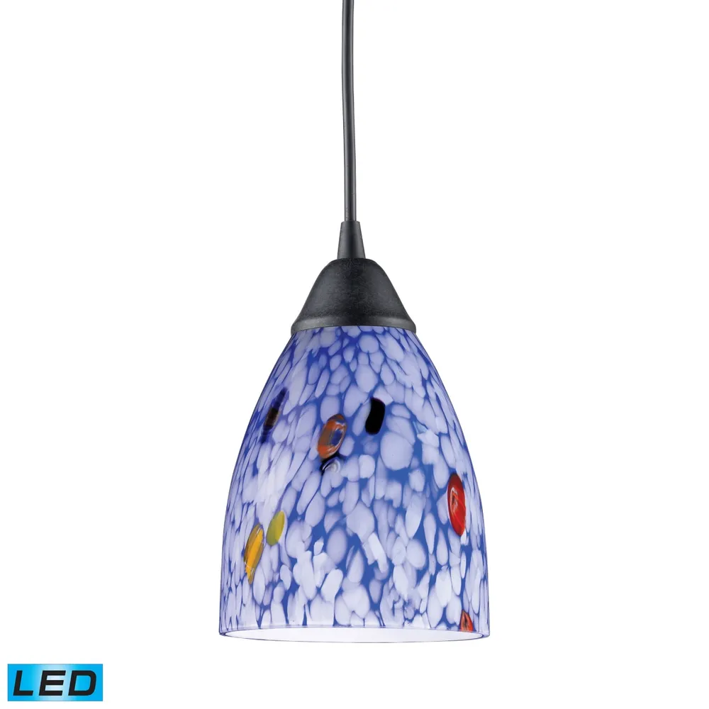 1 Light Pendant in Dark Rust and Starlight Blue Glass - Led Offering Up To 800 Lumens (60 Watt Equivalent)