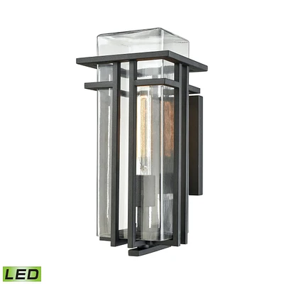 Croftwell 1 Light Outdoor Wall Sconce in Textured Matte Black with Clear Glass