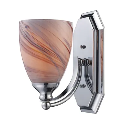 Vanity 1 Light Chrome Finish with Creme Glass