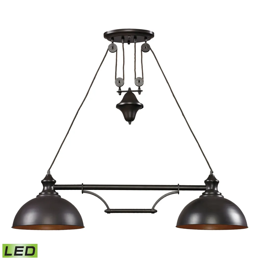 Farmhouse 2 Light Island in Oiled Bronze - Led, 800 Lumens (1600 Lumens Total) with Full Scale Dimming Range