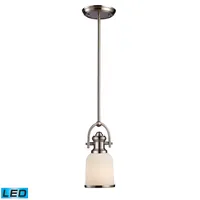 Brooksdale 1-Light Pendant in Satin Nickel - Led Offering Up To 800 Lumens (60 Watt Equivalent) With