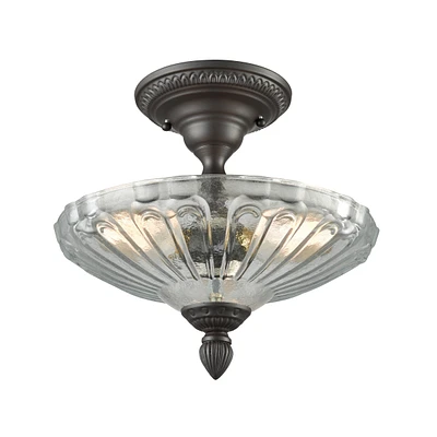 Restoration Flushes 3 Light Semi Flush in Oil Rubbed Bronze with Clear Glass