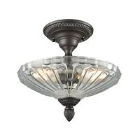 Restoration Flushes 3 Light Semi Flush in Oil Rubbed Bronze with Clear Glass