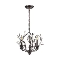 Circeo 3 Light Chandelier in Deep Rust and Crystal Droplets - Includes Adapter Kit