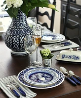 Euro Ceramica Blue Garden 16 Pc. Dinnerware Set, Service for 4