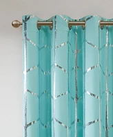 Intelligent Design Raina Total Blackout Metallic Print Grommet Top Curtain Single Panel
