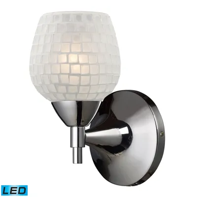 Celina 1-Light Sconce in Polished Chrome and White Glass - Led Offering Up To 800 Lumens (60 Watt Equivalent)