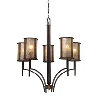 Barringer 5-Light Chandelier in Aged Bronze and Tan Mica Shades