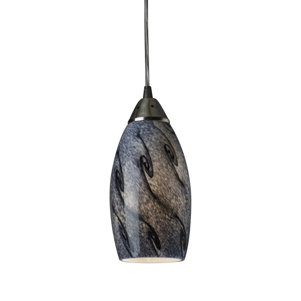 Galaxy 1-Light Pendant in Smoke and Satin Nickel Finish