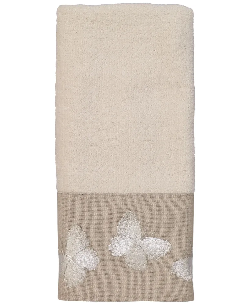 Avanti Yara Butterfly Bordered Cotton Fingertip Towel, 11" x 18"