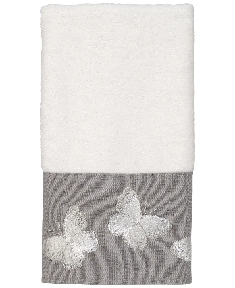 Avanti Yara Butterfly Bordered Cotton Fingertip Towel, 11" x 18"