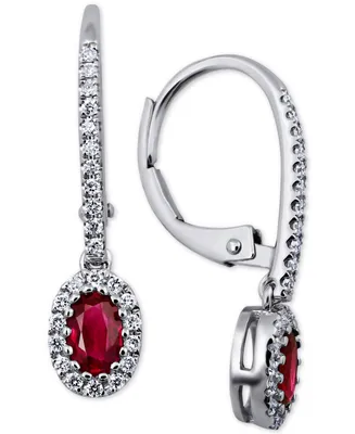 Ruby (1/2 ct. t.w.) & Diamond (1/5 ct. t.w.) Drop Earrings in 14k White Gold