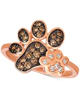 Le Vian Nude & Chocolate Diamond Paw Prints Ring (3/8 ct. t.w.) in 14k Rose Gold