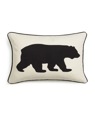 Eddie Bauer Bear Applique Grey Felt Breakfast Pillow