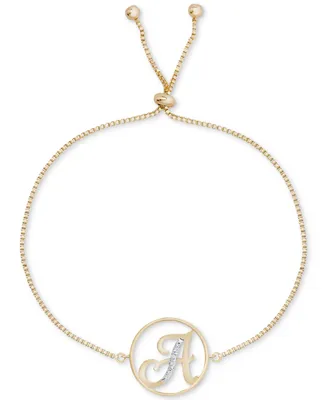 Diamond Accent Initial Bolo Bracelet in 18k Gold-Plate