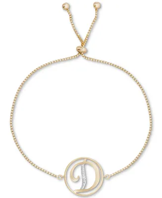 Diamond Accent Initial Bolo Bracelet in 18k Gold-Plate