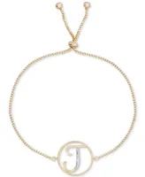 Diamond Accent Initial Bolo Bracelet in 18k Gold-Plate