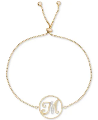 Diamond Accent Initial Bolo Bracelet in 18k Gold-Plate