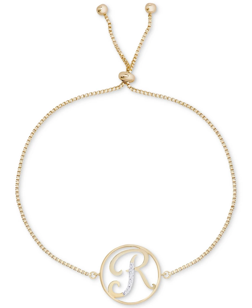 Diamond Accent Initial Bolo Bracelet in 18k Gold-Plate