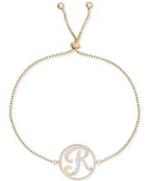 Diamond Accent Initial Bolo Bracelet in 18k Gold-Plate