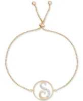 Diamond Accent Initial Bolo Bracelet in 18k Gold-Plate