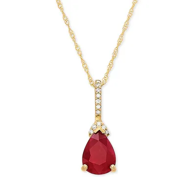 Ruby (1-1/3 ct. t.w.) & Diamond Accent 18" Pendant Necklace in 14k Gold