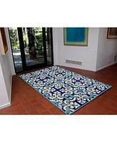 Liora Manne' Ravella 2253 Floral Tile Blue 3'6" x 5'6" Indoor/Outdoor Area Rug