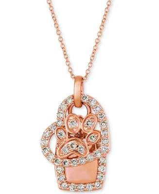 Le Vian Nude Diamond Dog Paw Heart 20" Pendant Necklace (7/8 ct. t.w.) in 14k Rose Gold